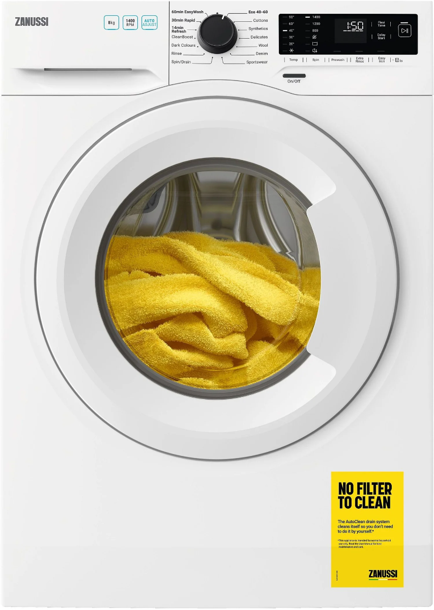 zanussi 8kg integrated washing machine