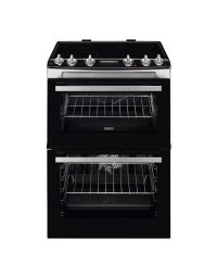 Zanussi ZCV66078XA 60cm Electric Double Oven with Ceramic Hob - Stainless Steel - A Rated