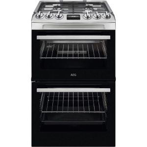 AEG CGX1130ACM 55cm Gas Cooker with Double Oven, Stainless Steel, A Rated