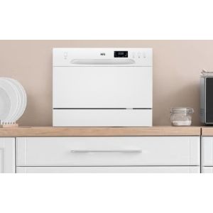 AEG Series 6000 FFB21200CW Compact Table Top Dishwasher - White - F Rated