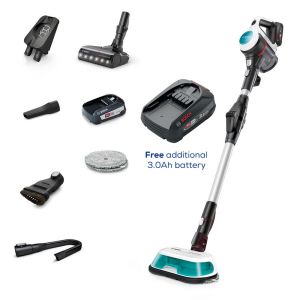 Bosch Unlimited 7 BCS71HYGGB Aqua Vacuum & Mop - 40 Minutes Run Time - White - PLUS Additional Battery