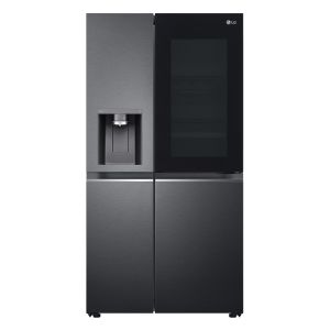 LG InstaView™ ThinQ™ GSXV90MCAE Wifi Connected Plumbed Total No Frost American Fridge Freezer - Matte Black - E Rated