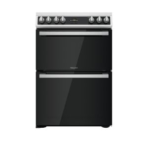 Hotpoint HDT67V9H2CW_UK 60cm Double Electric Cooker with Ceramic Hob - Black/White - A Rated
