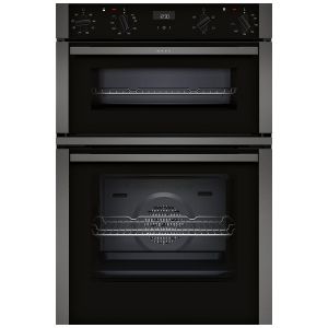NEFF N50 U1ACE2HG0B 59.4cm Built In Electric Double Oven - Black with Graphite Trim - A Rated