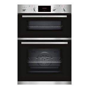 NEFF N30 U1GCC0AN0B 59.4cm Built In Electric Double Oven - Black & Steel - A Rated