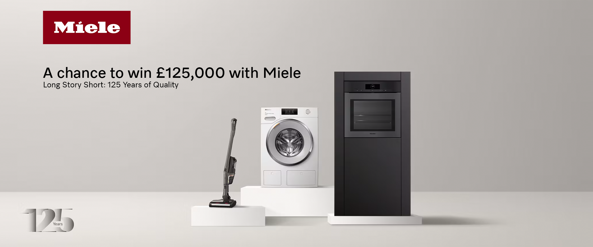 Celebrate 125-years of quality with a chance to win a staggering £125,000* Grand Prize when you purchase an eligible Miele appliance between 01/05/24 and 30/04/25