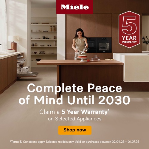 Complete Peace of Mind until 2030 - Claim a 5 year warranty on selected Miele laundry appliances Complete Peace of Mind until 2030 - Claim a 5 year warranty on selected Miele laundry appliances